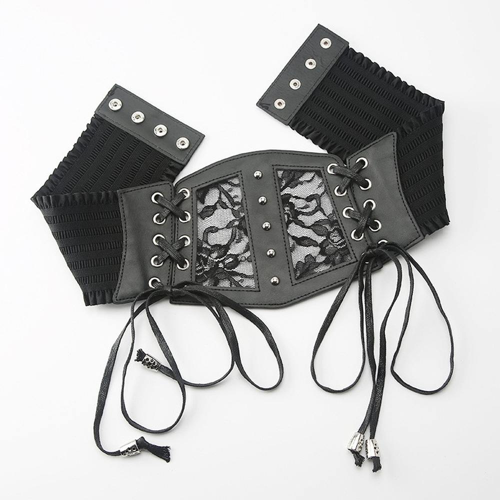 Zac's Alter Ego - Floral Lace Corset Waist belt - Black